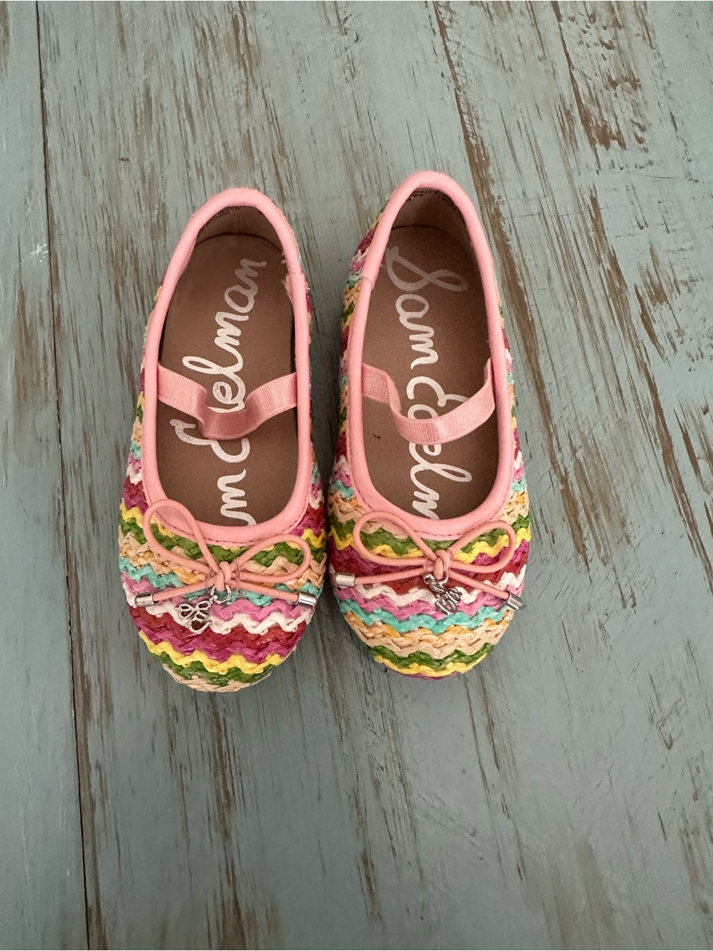 Sam Edelman Pink Multi Crochet Mary Jane Flats